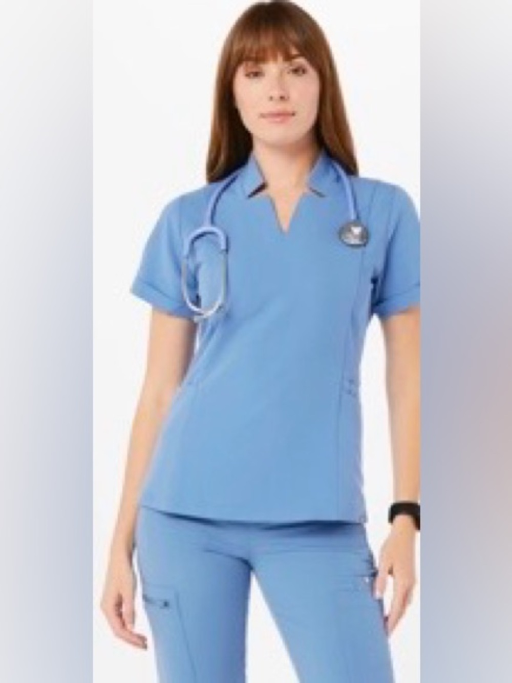 FIGS Ceil Blue Inala Slim Scrub Top~Size Medium